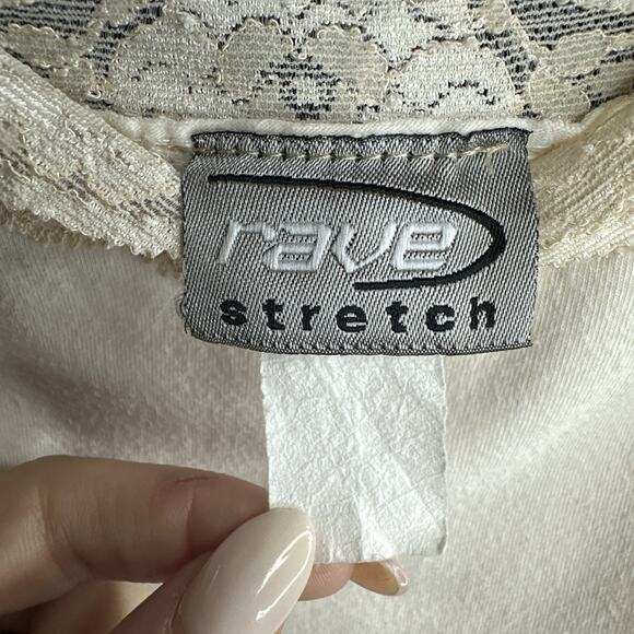 Vintage 90s Y2k Rave Lace Cream Cami Camisole Tank Top Sz Small Fairycore Flaws - Picture 10 of 10